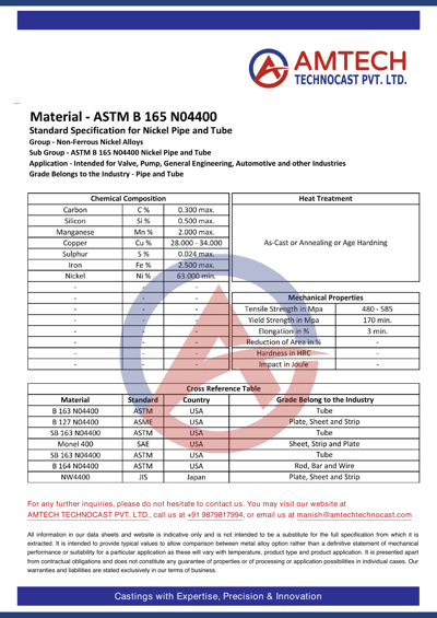 ASTM B 165 N04400